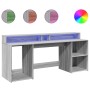 Escritorio con LED madera ingeniería gris sonoma 200x55x91 cm de , Escritorios - Ref: Foro24-3309443, Precio: 223,67 €, Descu...