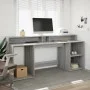 Engineered wood desk with LED lights in gray Sonoma finish, measuring 200x55x91 cm. by , Desks - Ref: Foro24-3309443, Price: ...