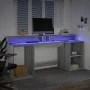 Engineered wood desk with LED lights in gray Sonoma finish, measuring 200x55x91 cm. by , Desks - Ref: Foro24-3309443, Price: ...