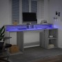 Escritorio con LED madera ingeniería gris sonoma 200x55x91 cm de , Escritorios - Ref: Foro24-3309443, Precio: 223,67 €, Descu...