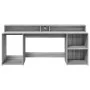 Engineered wood desk with LED lights in gray Sonoma finish, measuring 200x55x91 cm. by , Desks - Ref: Foro24-3309443, Price: ...