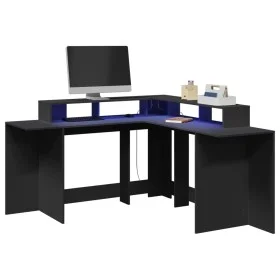 Schreibtisch mit LED-Licht, Holzkonstruktion, schwarz, 152x152x91 cm. von , Schreibtische - Ref: Foro24-3309457, Preis: 210,2...