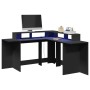 Engineered wood black desk with LED light 152x152x91 cm by , Desks - Ref: Foro24-3309457, Price: 213,58 €, Discount: %