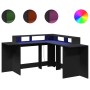 Engineered wood black desk with LED light 152x152x91 cm by , Desks - Ref: Foro24-3309457, Price: 213,58 €, Discount: %