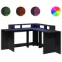 Engineered wood black desk with LED light 152x152x91 cm by , Desks - Ref: Foro24-3309457, Price: 210,25 €, Discount: %