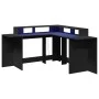 Engineered wood black desk with LED light 152x152x91 cm by , Desks - Ref: Foro24-3309457, Price: 210,25 €, Discount: %