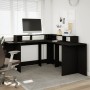 Engineered wood black desk with LED light 152x152x91 cm by , Desks - Ref: Foro24-3309457, Price: 213,58 €, Discount: %