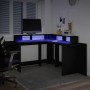 Schreibtisch mit LED-Licht, Holzkonstruktion, schwarz, 152x152x91 cm. von , Schreibtische - Ref: Foro24-3309457, Preis: 213,5...