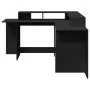 Engineered wood black desk with LED light 152x152x91 cm by , Desks - Ref: Foro24-3309457, Price: 210,25 €, Discount: %