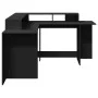 Engineered wood black desk with LED light 152x152x91 cm by , Desks - Ref: Foro24-3309457, Price: 210,25 €, Discount: %