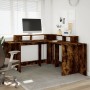 Escritorio con LED madera ingeniería roble ahumado 152x152x91cm de , Escritorios - Ref: Foro24-3309460, Precio: 181,92 €, Des...