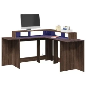Schreibtisch mit LED-Beleuchtung, aus braunem Eichenholz, 152x152x91 cm. von , Schreibtische - Ref: Foro24-3309462, Preis: 16...