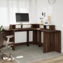 Schreibtisch mit LED-Beleuchtung, aus braunem Eichenholz, 152x152x91 cm. von , Schreibtische - Ref: Foro24-3309462, Preis: 16...