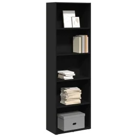 Engineered wood black shelf 60x30x189 cm by , Bookcases and shelves - Ref: Foro24-857918, Price: 77,16 €, Discount: %