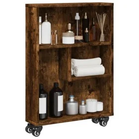 Carrito de almacenaje estrecho madera roble ahumado 48x13x68 cm de , Librerías y estanterías - Ref: Foro24-855227, Precio: 46...