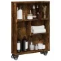 Carrito de almacenaje estrecho madera roble ahumado 48x13x68 cm de , Librerías y estanterías - Ref: Foro24-855227, Precio: 46...