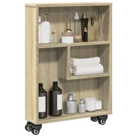 Schmaler Aufbewahrungswagen aus Eichenholz Sonoma 48x13x68 cm von , Bücherregale und Regale - Ref: Foro24-855225, Preis: 51,2...