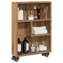 Narrow oak wood artisan storage cart 48x13x68cm by , Bookcases and shelves - Ref: Foro24-855231, Price: 47,01 €, Discount: %