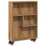 Narrow oak wood artisan storage cart 48x13x68cm by , Bookcases and shelves - Ref: Foro24-855231, Price: 47,01 €, Discount: %