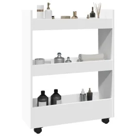 Narrow storage cart 3 levels engineered wood white by , Kitchen and dining carts - Ref: Foro24-855250, Price: 50,00 €, Discou...