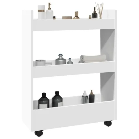 Schmaler Aufbewahrungswagen, 3 Ebenen, weißes Ingenieurholz von , Küchen- und Speisewagen - Ref: Foro24-855250, Preis: 50,80 ...