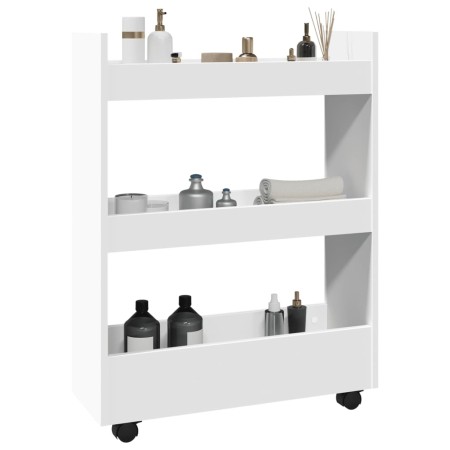 Schmaler Aufbewahrungswagen, 3 Ebenen, weißes Ingenieurholz von , Küchen- und Speisewagen - Ref: Foro24-855250, Preis: 50,87 ...
