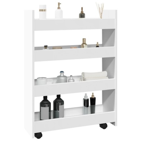 Narrow storage cart 4 levels engineered wood white by , Kitchen and dining carts - Ref: Foro24-855259, Price: 56,91 €, Discou...