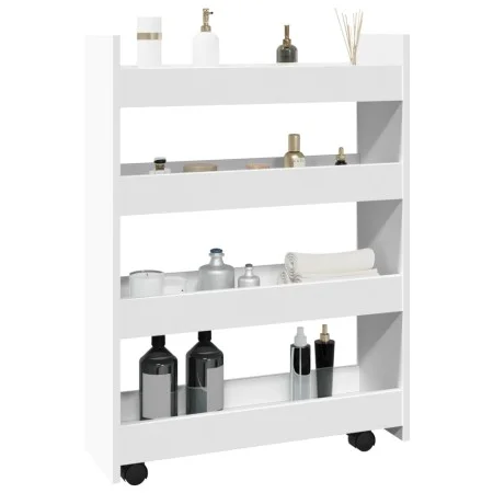 Narrow storage cart 4 levels engineered wood white by , Kitchen and dining carts - Ref: Foro24-855259, Price: 57,97 €, Discou...