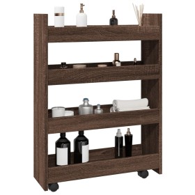 Narrow storage cart 4 levels brown oak wood by , Kitchen and dining carts - Ref: Foro24-855265, Price: 56,39 €, Discount: %