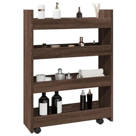 Narrow storage cart 4 levels brown oak wood by , Kitchen and dining carts - Ref: Foro24-855265, Price: 55,51 €, Discount: %