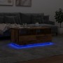 Mesa de centro con luces LED madera envejecida 90x49x40 cm de , Mesas de centro - Ref: Foro24-857710, Precio: 115,05 €, Descu...