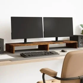 Wooden screen support, smoked oak engineering, 100x27x10cm by , Computer bases and risers - Ref: Foro24-854656, Price: 28,62 ...