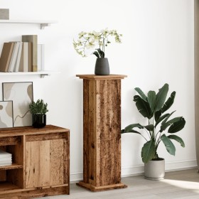 Pedestal display with aged wood storage 31x30x90 cm by , Pot stands - Ref: Foro24-854614, Price: 59,91 €, Discount: %