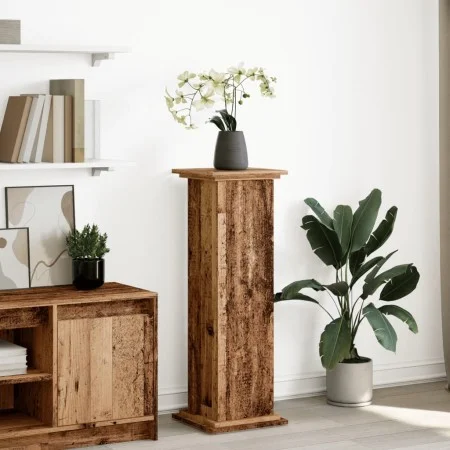 Pedestal display with aged wood storage 31x30x90 cm by , Pot stands - Ref: Foro24-854614, Price: 60,51 €, Discount: %