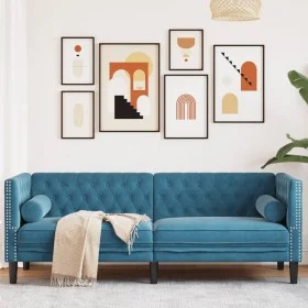 Sofá Chesterfield 3 plazas con cojines terciopelo azul by , Sofas - Ref: Foro24-372701, Price: 357,35 €, Discount: %