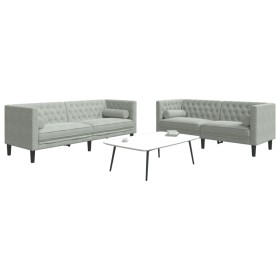 Set sofás Chesterfield con cojines 2 pzas terciopelo gris claro by , Sofas - Ref: Foro24-3209291, Price: 503,87 €, Discount: %