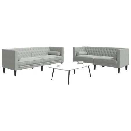 Set sofás Chesterfield con cojines 2 pzas terciopelo gris claro by , Sofas - Ref: Foro24-3209291, Price: 521,87 €, Discount: %
