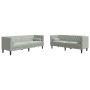 Set sofás Chesterfield con cojines 2 pzas terciopelo gris claro by , Sofas - Ref: Foro24-3209291, Price: 503,87 €, Discount: %