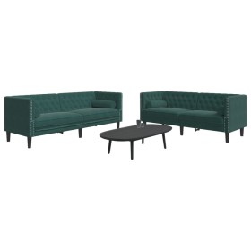 Chesterfield-Sofagarnitur mit 2 grünen Samtkissen von , Sofas - Ref: Foro24-3209293, Preis: 668,38 €, Rabatt: %