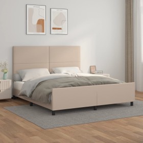 Estructura cama sin colchón cuero sintético capuchino 160x200cm