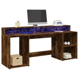 Escritorio con LED madera ingeniería roble ahumado 200x55x91 cm by , Desks - Ref: Foro24-3309442, Price: 184,77 €, Discount: %