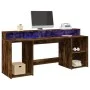 Escritorio con LED madera ingeniería roble ahumado 200x55x91 cm by , Desks - Ref: Foro24-3309442, Price: 184,73 €, Discount: %