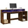 Escritorio con LED madera ingeniería roble ahumado 200x55x91 cm by , Desks - Ref: Foro24-3309442, Price: 187,66 €, Discount: %