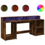 Escritorio con LED madera ingeniería roble ahumado 200x55x91 cm by , Desks - Ref: Foro24-3309442, Price: 187,66 €, Discount: %