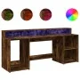 Schreibtisch mit LED-Beleuchtung, Eichenholz in geräucherter Ausführung, 200x55x91 cm. von , Schreibtische - Ref: Foro24-3309...