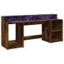 Escritorio con LED madera ingeniería roble ahumado 200x55x91 cm by , Desks - Ref: Foro24-3309442, Price: 184,73 €, Discount: %