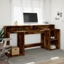 Escritorio con LED madera ingeniería roble ahumado 200x55x91 cm by , Desks - Ref: Foro24-3309442, Price: 187,66 €, Discount: %