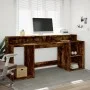 Schreibtisch mit LED-Beleuchtung, Eichenholz in geräucherter Ausführung, 200x55x91 cm. von , Schreibtische - Ref: Foro24-3309...