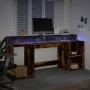 Schreibtisch mit LED-Beleuchtung, Eichenholz in geräucherter Ausführung, 200x55x91 cm. von , Schreibtische - Ref: Foro24-3309...