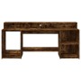 Escritorio con LED madera ingeniería roble ahumado 200x55x91 cm by , Desks - Ref: Foro24-3309442, Price: 187,66 €, Discount: %